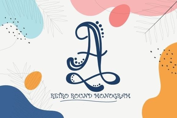 Retro Round Monogram Font for Handmade Creations